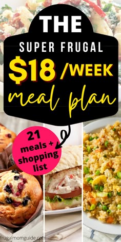 Cheap Budget Meals, Cheap Meals For Two, Cheap Healthy Dinners, Cheap Family Dinners, Cheap Grocery List, Low Budget Meals, Cheap Meal Plans