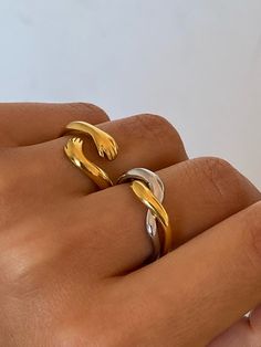 Gold and silver wave ring cross over each other, just like a couple in deep love. 18k gold plated Gold and silver color Stainless steel base Waterproof and tarnish free Available in US size 5-7 Ring sizing chart Wave Ring, Gold And Silver Rings, Jewelry Lookbook, Color Analysis, Deep Love, Girly Jewelry, Jewelry Inspo, Love Ring, Dream Jewelry