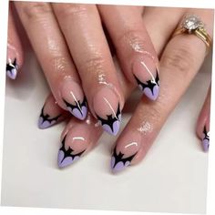 Red Nail With Black Tip, Witchy Nail Designs Short, Bats On Nails, Bat French Tip Nails, Cat Eye Halloween Nails, Minimal Halloween Nails, Fall Nail Designs Almond, Square Nail Art, Sticker Nails