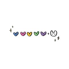 the word love is written in different colors on a white background with stars and hearts