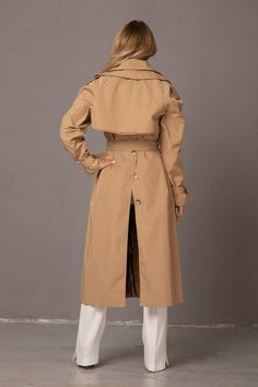 NEW TRENCH COAT Long Beige Jacket for Spring/fall Detachable - Etsy Bulgaria Waterproof Trench Coat Woman, Belted Outerwear With Stand Collar For Work, Beige Double-breasted Gabardine Outerwear, Solid Outerwear With Belted Cuffs For Work, Beige Gabardine Double-breasted Outerwear, Solid Gabardine Pea Coat For Fall, Solid Outerwear With Belted Cuffs And Long Sleeves, Khaki Collared Outerwear For Office, Khaki Belted Long Coat