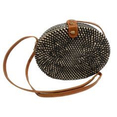 Black and Natural Oval Rattan Handbag Rattan Handbags, Black Handbags, Saddle Bags, Oval Shape, Cross Body Handbags, Snap Closure, Straw Bag, Hand Weaving, Purse