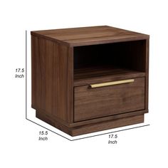 an image of a wooden nightstand with measurements