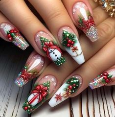 2024 Christmas Nail Designs, Nail Noel Christmas, Fancy Nails Designs, Christmas Gel Nails, Christmas Nail Art Designs, Christmas Nails Acrylic, Fall Nail Art, Xmas Nails, Christmas Nail Designs