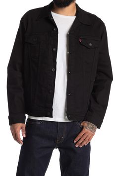 Expect compliments when you wear this contemporary collared trucker jacket.Fit: this style fits true to size. Trucker Jacket, Nordstrom Rack, Levi's, Denim Jacket, Cotton Blend, Nordstrom, Size Medium, Mens Outfits, How To Wear