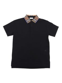 Burberry cotton polo t-shirt for children, short sleeves, contrasting lapel collar with tartan pattern.Composition: 100% COTTON Burberry Polo Shirt Men, Burberry Baby Girl, Instagram Ios, Burberry Top, Pattern Composition, Burberry Baby, Burberry Outfit, Polo T Shirt, Kenzo Kids