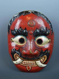 A very impressive Antique lacquer Festival Mask.  Height 12 3/8 inches (31.5 cm) Festival Mask, Art Objects, Art Object, Sculpture Art, Art Collection, Bathing Beauties, Mask, Electronic Accessories, Sculpture