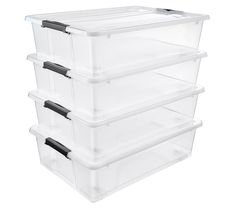 three plastic storage containers stacked on top of each other