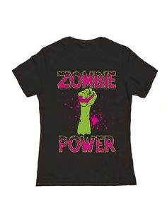 COMFY & COOL: Nearly There offers graphic shirts made of materials that are durable, comfortable, and easy to care for. Whether you're looking for a funny, inspirational, or pop-culture-inspired graphic shirt, we've got you covered.Nearly There Zombie Power Halloween Fall Graphic Ladies Cotton T-Shirt Black Casual  Short Sleeve  Figure,Letter    Women Clothing, size features are:Bust: ,Length: ,Sleeve Length: Fall Graphic, Halloween Fall, Graphic Shirt, Black Casual, Graphic Shirts, Cotton T Shirt, All Fashion, Zombie, Women Clothing