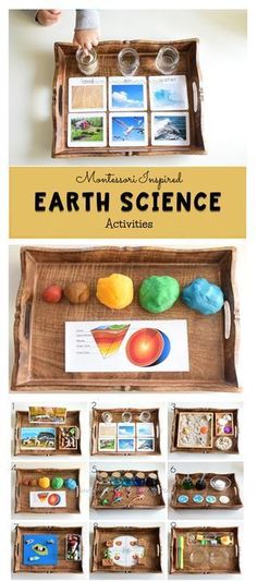 an old suitcase filled with different items and labeled earth science activities for kids to play in