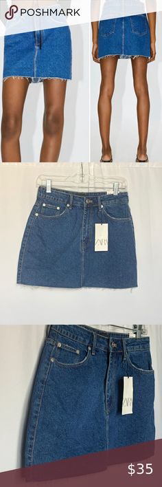 Zara Women's High Waisted Denim Mini Skirt NEW This Zara Women's High Waisted Denim Mini Skirt is New With Tags and Never Worn. Size: S Style No: 5252 / 012 / 401 DESCRIPTION: High waisted denim skirt with five pockets. unfinished Hem. Front Zip and button closure. MEASUREMENTS (Laying Flat): S Waist: 14" Hips: 19" Length: 15" SKRT - 21 Zara Skirts Mini Zara High-waisted Denim Skirt, High Waisted Denim Skirt, Zara Skirts, Zara Women, Denim Mini Skirt, High Waisted Denim, Denim Skirt, Denim Shorts, Womens Skirt