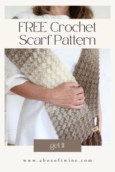 woman wearing crochet scarf Crochet Scarf Yarn, Blanket Yarn Scarf Patterns, Crochet Winter Scarves Free Patterns, Crochet Bulky Scarf Pattern Free, Large Scarf Crochet Pattern, Free Crochet Scarf Patterns Easy Simple, Bulky Scarf Crochet Pattern, Scarf Pattern Free, Textured Scarf Crochet Pattern