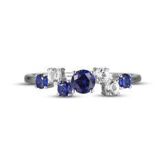 This gorgeous ring for her features a mesmerizing array of round-cut blue and white lab-created sapphires. The ring is set in classic sterling silver. White Lab, Gorgeous Ring, Kay Jewelers, Silver Prices, Sapphire Stone, Rings For Her, The Ring, Ring Sterling Silver, White Ring