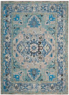 A cherished look of antiquity is beautifully captured in the Claremont Rug Collection. Traditional motifs are refreshed in engaging hues and draped in a distressed patina, creating a contemporary-classic look ideal for fashion-inspired decor. Claremont is made using soft synthetic yarns for lasing beauty and vivid color. Safavieh Claremont Carrie 6 X 9 (ft) Blue/Light Gray Indoor Floral/Botanical Oriental Area Rug Polyester | CLR664B-6 Fresh Color Palette, Light Grey Rug, Square Area Rugs, Light Grey Area Rug, Transitional Area Rugs, Blue Area, Indoor Area Rugs, Floral Botanical, Home Rugs