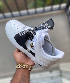 Custom Black Bandana Air Force 1s - Kiaun's Customs Bandana Shoes, Customized Converse, Sneakers Customized, Air Force One Shoes, Black Nike Air Max, Black Bandana, Custom Painted Shoes, Custom Shoes Diy, Nike Air Force 1s