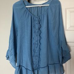 Blue Blouse, Very Pretty, 3/4 Sleeve, Never Worn(No Tags) Blue Blouse, Color Blue, Top Blouse, Blouses, Womens Tops, Tags, Women Shopping, Blue, Color