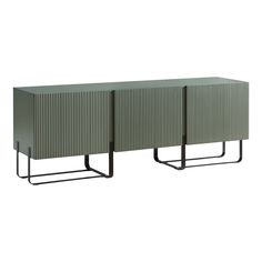 the sideboard is made from metal and has two sections on each side, one with a