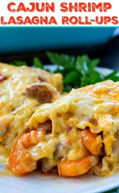 a white plate topped with lasagna covered in meat and cheese