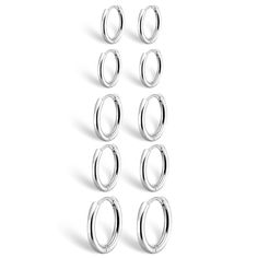 PRICES MAY VARY. 5 Pair Silver Cartilage Hoop Earrings Set: Our simple tiny hoop earrings for women includes 6mm/6mm/8mm/8mm/10mm small silver hoop earrings.These Earrings Suitable for First Hole,Second Hole,Third Hole.Perfectly match your various wearing style, give you the opportunity to mix and match with other earrings, you can match them as you like.Lightweight design, and never got uncomfortable. Hoop Earrings Men Women in Multiple Sizes: Men women earrings Multiple Sizes to Meet the Needs Earrings Hoop Silver, Cartilage Hoop Earrings, Forward Helix Earrings, Small Silver Hoop Earrings, Gold Huggies, Huggie Earrings Silver, Small Gold Hoop Earrings, Daith Earrings, Mens Earrings Hoop