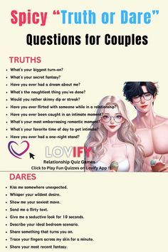 an ad for lovefly's truth or dare quiz game, which features two women with