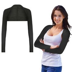 PRICES MAY VARY. COOLING MATERIAL - This UV arm sleeves for women fashion is made of cooling polyester farbic, breathable and soft, kepp arm comfortable all day wear, sleeves to cover arms for women suit for outdoor and workout use. SIZE - Black arm sleeves totally length: 60in/153cm, bolero shrug shoulder size is approx 16.1in/41cm, sleeve length is approx 22in/56cm, black sleeves to cover arms with good elasticity and loose fit for most people. ANTI UV SHAWL - Black women shawl sleeve can cove Fitted Solid Tops For Outdoor Activities, Black Stretch Top For Outdoor Activities, Black Breathable Tops For Winter, Black Breathable Winter Tops, High Stretch Black Top For Outdoor Activities, High Stretch Black Tops For Outdoor Activities, Black High Stretch Tops For Outdoor Activities, Black Stretch Top For Outdoor, Fitted Tops For Outdoor Activities