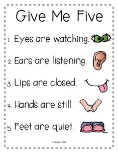 a poster with the words give me five written in different font and pictures on it