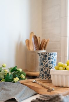 the kitchen counter is clean and ready to be used as cooking utensils,