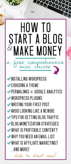 how to start a blog and make money info sheet with text overlaying it