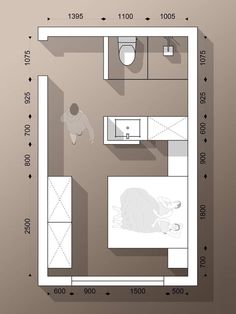 a bathroom floor plan with the measurements for each area and how to fit it in