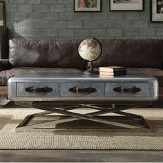 a living room scene with focus on the coffee table