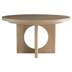 a wooden table with a circular base