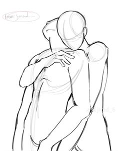 a drawing of two people hugging each other