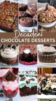 decadent chocolate desserts collage with text overlay