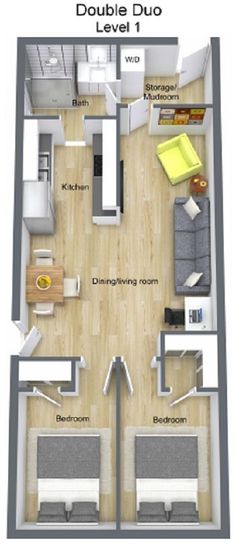 the floor plan for a two bedroom apartment