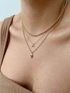 Fine Gold Necklace Layered, 2 Layer Chain Gold, Initial Necklace Layered, Rope Chain Layering, Necklaces For Women Jewelry, Pendant Necklace Layering, Necklaces Layering Gold, Layered Chain Necklace Gold, Layers Necklaces Gold