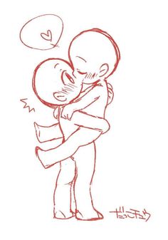 a drawing of two people hugging each other