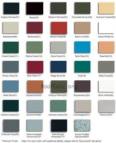 the color chart for different paint colors