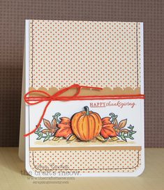 a handmade card with a pumpkin on it