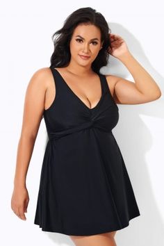 Solid Sleeveless Swim Dress With Built-in Bra, Elegant Sleeveless Tankini With Built-in Bra, Black Spaghetti Strap Swimwear With Tie Back, Sleeveless Swim Dress With Built-in Bra, Black Tie Back Tankini For Summer, Solid Color Sleeveless Swim Dress With Built-in Bra, Fitted Sleeveless Swim Dress With Tie Back, Chic Sleeveless Tankini With Built-in Bra, Sleeveless Black Tankini With Tie Back