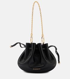 Pumpkin Mini leather bucket bag in black - Givenchy | Mytheresa Leather Bucket Bag With Removable Pouch For Evening, Leather Bucket Bag For Evening, Black Everyday Luxury Bucket Shoulder Bag, Designer Calf Leather Bucket Bag For Evening, Elegant Bucket Bag With Handle Drop For Evening, Elegant Calf Leather Bucket Bag For Evening, Elegant Bucket Bag For Evening With Handle Drop, Elegant Evening Bucket Bag With Handle Drop, Designer Bucket Bag With Chain Strap