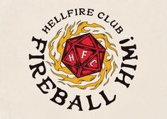 the hellfire club logo is shown in red and yellow