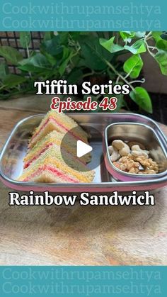 a video showing how to make a rainbow sandwih sandwich with triffins and nuts