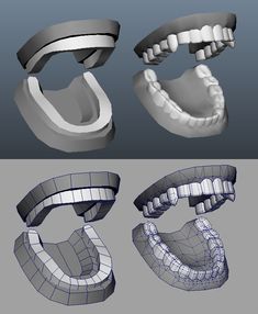 three different types of teeth in various angles