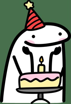 a birthday cake sitting on top of a table with a lit candle in the middle