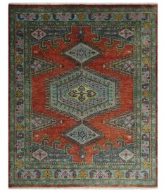 5x8, 6x9, 8x10, 9x12, 10x14 and 12x15 Hand Knotted Red, Blue and Olive Traditional Antique Persian Wool Area Rug | TRDCP914810 - The Rug Decor Olive Palette, Library Rug, Moss Rug, Basement Decorating, Dark Blue Rug, Carpet Weaving, Antique Persian Rug, Basement Decor