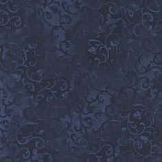 a dark blue background with swirls and scrolls