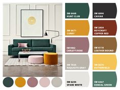 a living room with different colors and furniture