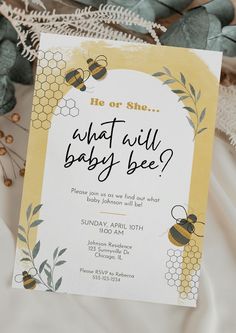 a bee themed baby shower is on display