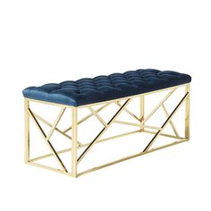 a black and gold bench with an upholstered seat on it's side