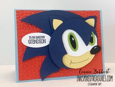 a close up of a greeting card with an image of a sonic the hedgehog